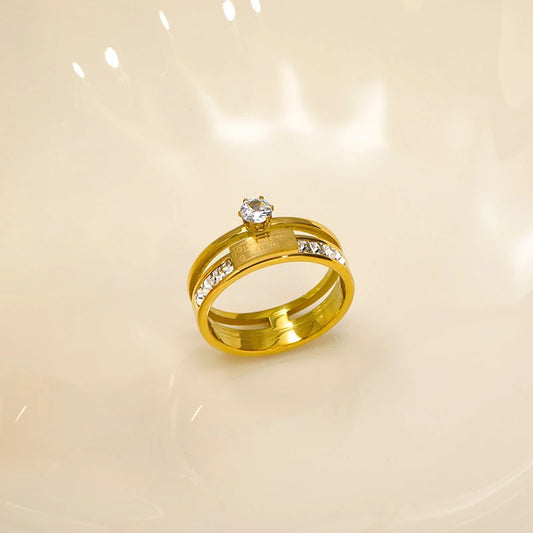 Double Stacked Ring with Crystals