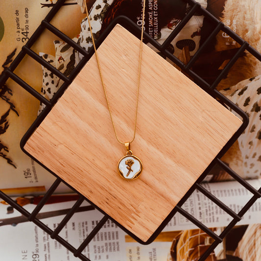 Aurora white Rose pendant Necklace