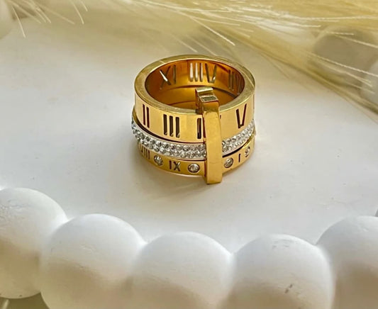 Roman Numeral Luxury Stacked Ring