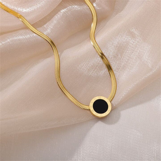 Black Stone Snake Necklace