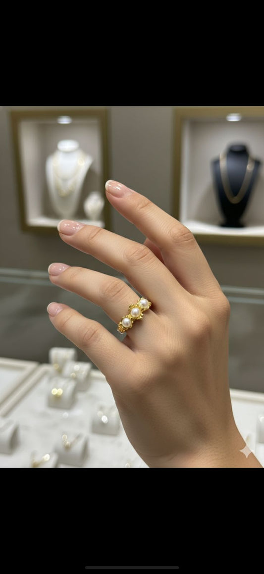 Three Pearls (Adjustable) Ring