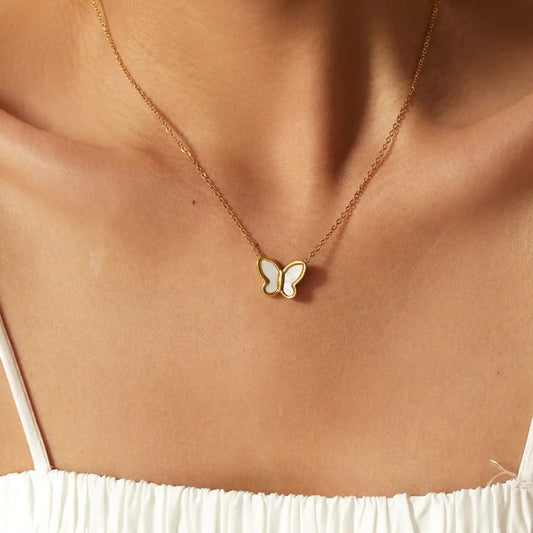 White Shell Butterfly Necklace