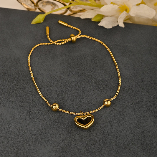 Black Heart Charm Adjustable Bracelet