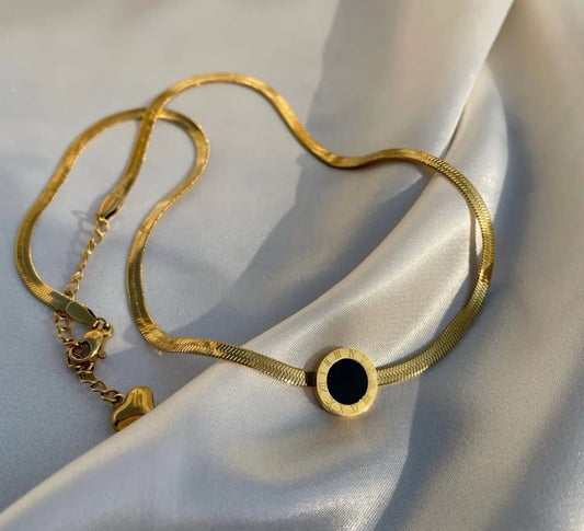 Black Stone Snake Necklace