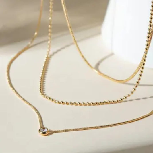 Trio Chain Zircon Necklace