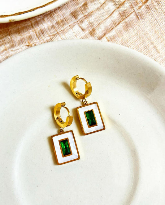 Emerald Green Zircon Luxury Earrings