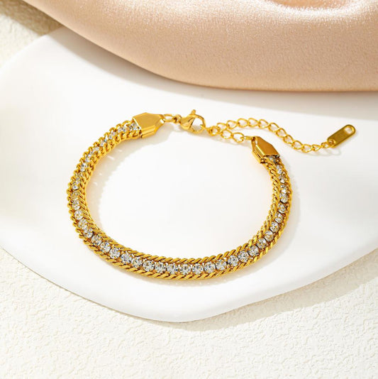 Woven Zircon Chain Bracelet