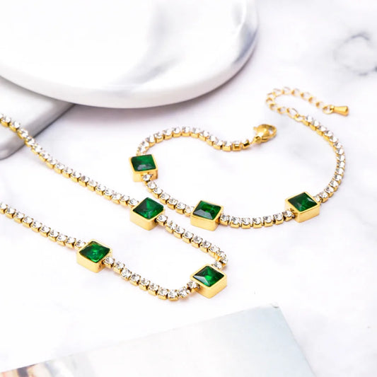 Emerald three Square Zirconia Set
