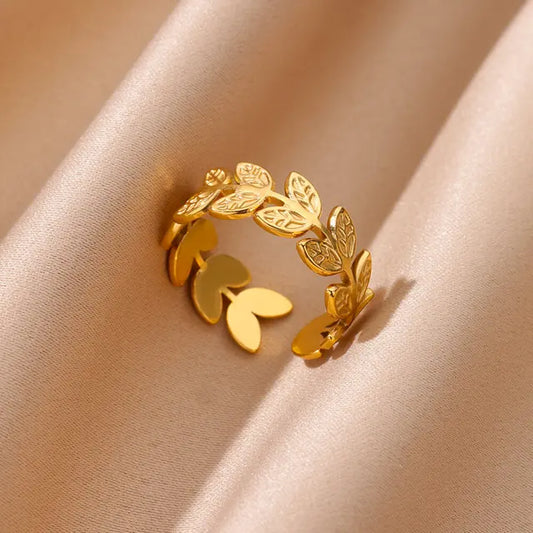 Small Leaves Adjustabel Ring