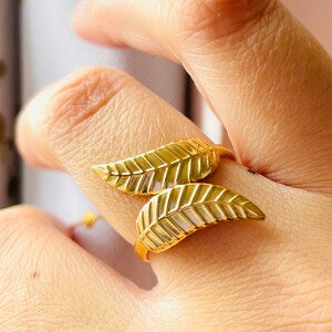 Golden Leaf Wrap Ring (Adjustable)