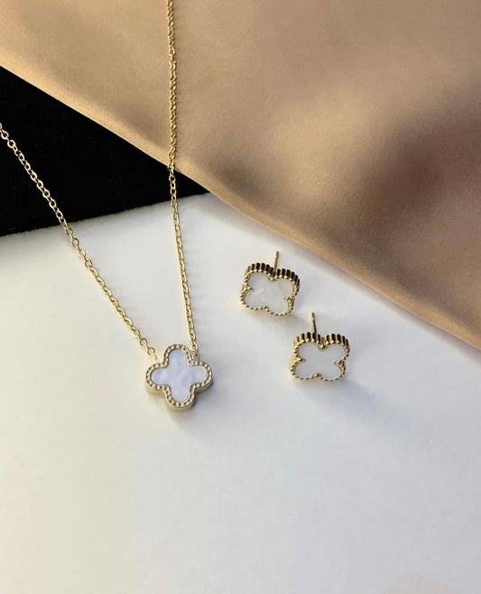 Clover Necklace Set White