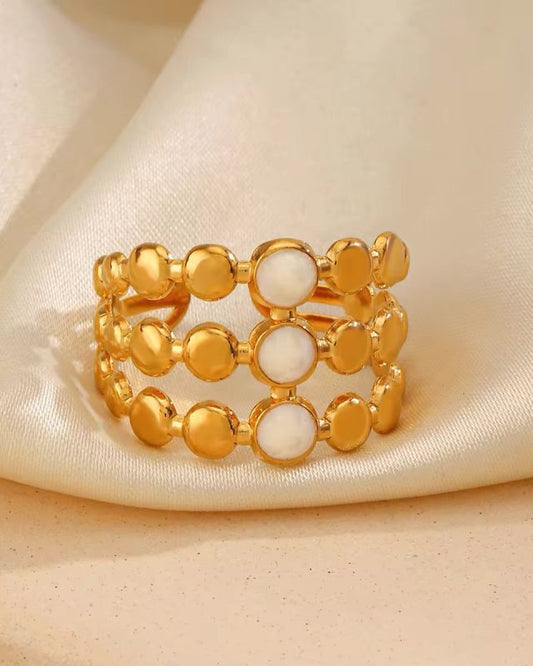 Galictic White Stone Adjustable Ring