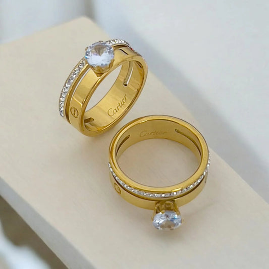 Cartier Gold ring with Crystals