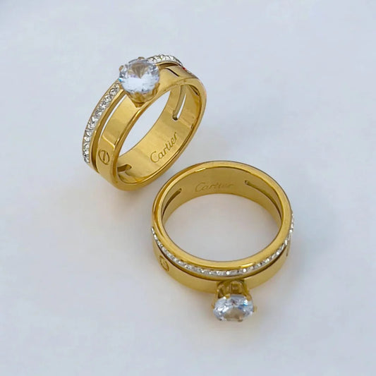 Cartier Gold ring with Crystals