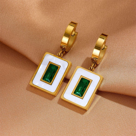 Emerald Green Zircon Luxury Earrings