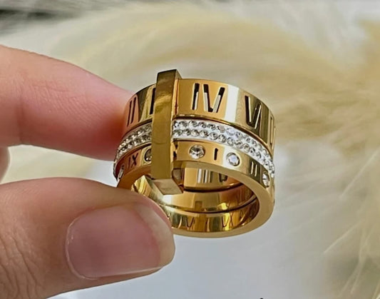 Roman Numeral Luxury Stacked Ring