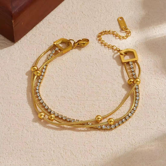 Gold Crystal Layered Bracelet