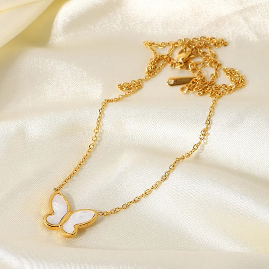 White Shell Butterfly Necklace