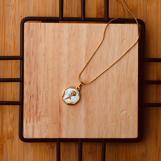 Aurora white Rose pendant Necklace