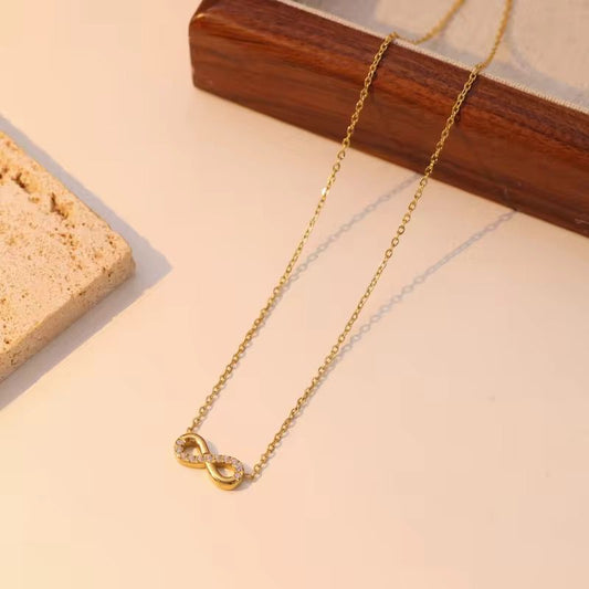 Crystals studded Infinity Necklace