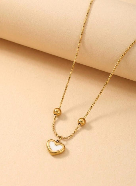 White heart Beaded Necklace