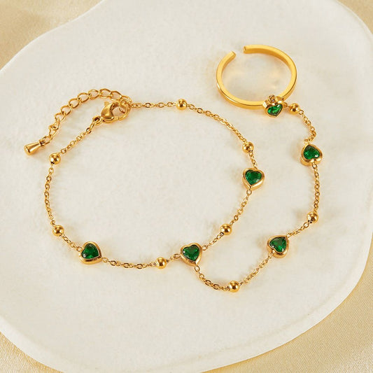 Turkish Green Zircon Ring Bracelet