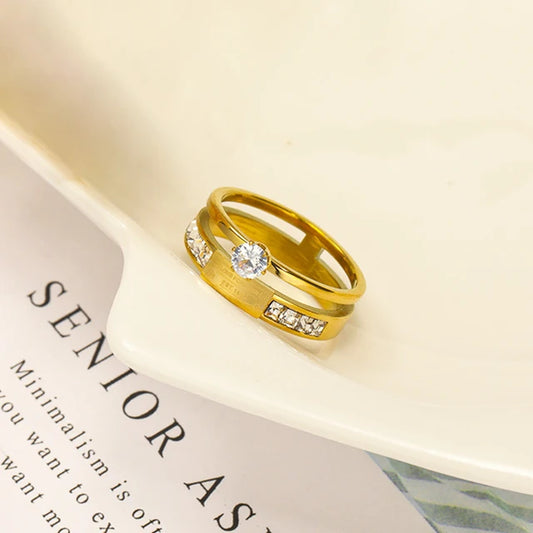 Double Stacked Ring with Crystals