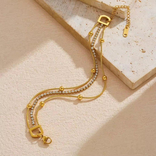 Gold Crystal Layered Bracelet