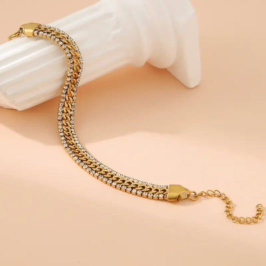 Cuban Link Zirconia Layered Bracelet