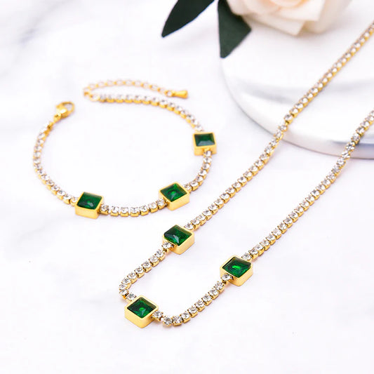 Emerald three Square Zirconia Set