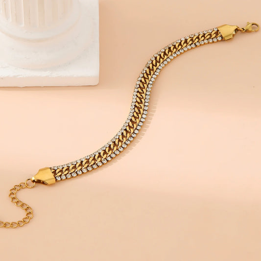 Cuban Link Zirconia Layered Bracelet