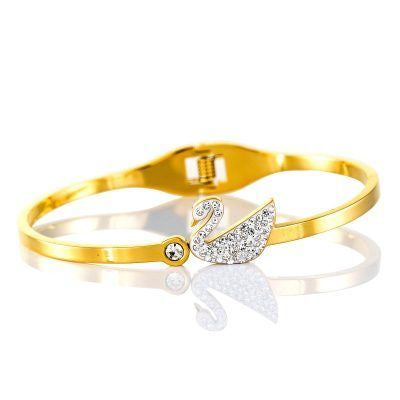 Swarski White Swan Bangle