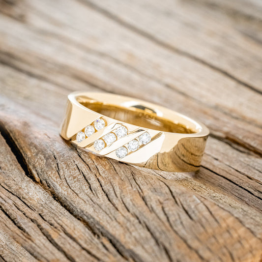 Matte Three Row Diamond Accent Ring