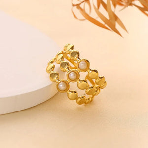 Galictic White Stone Adjustable Ring