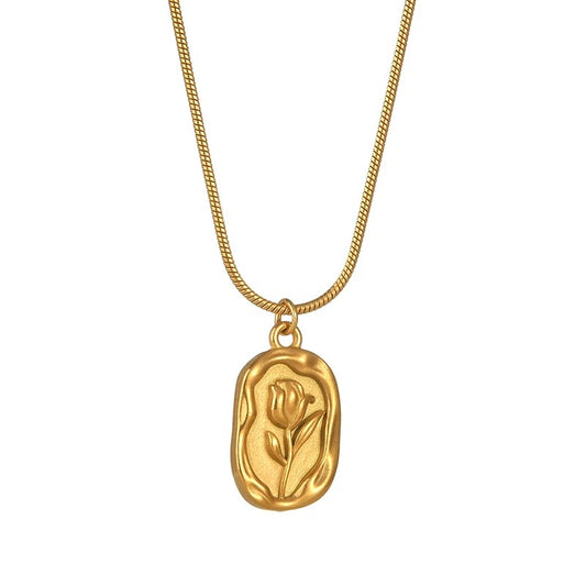 Ghibli Gold Rose Pendant Necklace